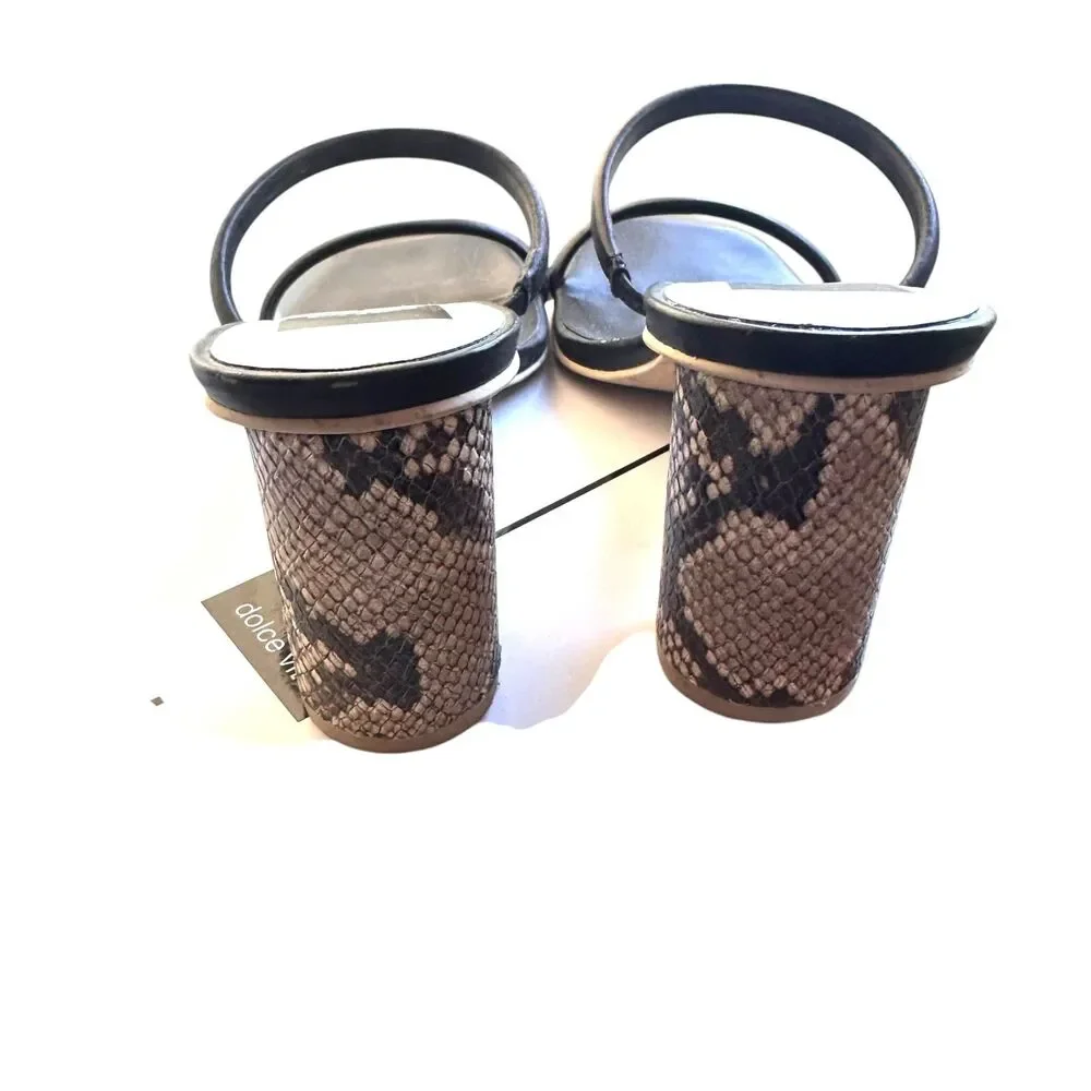 DOLCE VITA Noles Leather‎ Snake Print Heel Black/Brown Sz 8